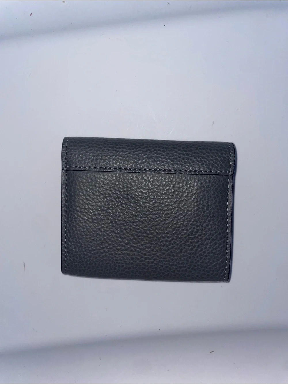 Coach Colorblock Refined Pebbled Leather Business Card Case / Wallet – Grey Blue